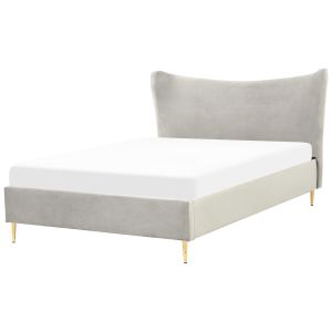 Cama veludo chaleix 140 x 200 cm cinzento claro