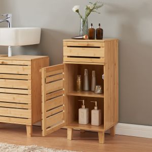 Armário de casa de banho Epind 75x33x30 cm bambu natural [en.casa]