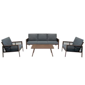 Conjunto modular de ratán (6 peças) com baú 996l marielle (cinza)