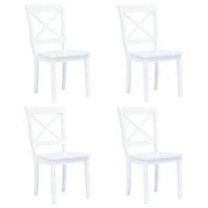 Cadeiras de jantar 4 pcs madeira de seringueira maciça branco ewg6496