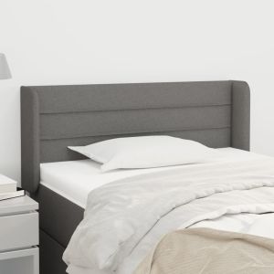 Cabeceira de cama c/ abas tecido 103x16x78/88cm cinzento-escuro ptob5575