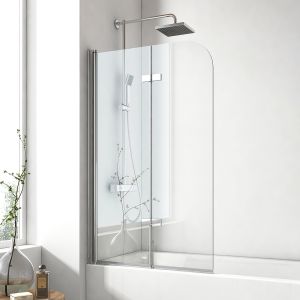 Emke mampara de bañera plegable 110x140 cm, vidrio templado 6 mm nano