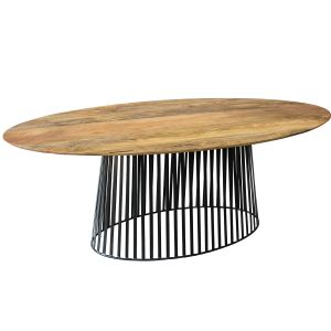 Mesa de jantar oval em madeira de mangueira natural metal