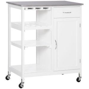 Carrinho de cozinha 76x48x88 cm mdf color blanco Homcom, casa - cozinha
