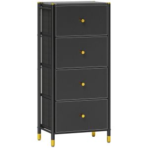 Cómoda 46x30x98 cm couro pu, aço, tnt e mdf Homcom