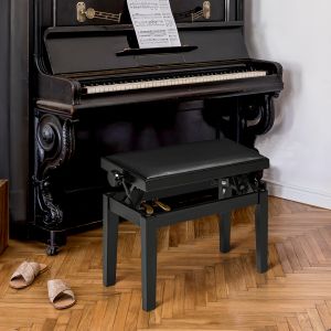 Banco de piano ajustável preto 45x63x33cm