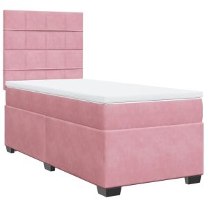 vidaXL cama box spring con colchón terciopelo rosa 80x200 cm
