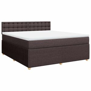 vidaXL cama box spring con colchón tela marrón oscuro 180x200 cm