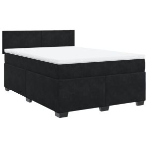 vidaXL cama box spring con colchón terciopelo negro 140x190 cm
