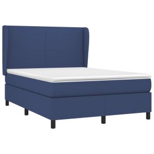 vidaXL cama box spring con colchón tela azul 140x190 cm