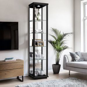 K-möbel vitrine cristal em preto (176x37x33 cm) com espelho e LED