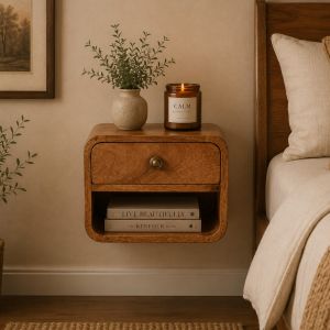 Artisan furniture mini mesa flutuante honey caramel com nicho
