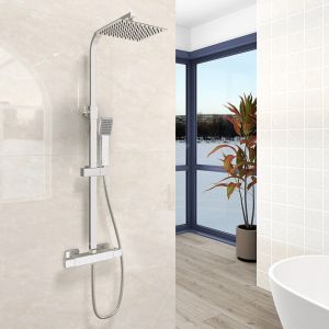 Aica coluna de chuveiro termostático quadrado chuveiro de chuva 73-115cm