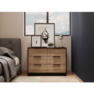 Cómoda kaia em melamina com 4 gavetas com calhas metálicas