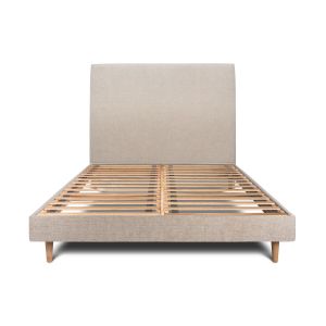 Cama de 135x190 cm com cabeceira estofada - tecido tela fosca - bege castan