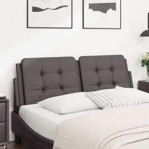 Almofadão de cabeceira 120 cm couro artificial cinzento ptob1220