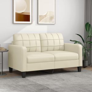Sofá de 2 lugares 140 cm couro artificial cor creme pt6513