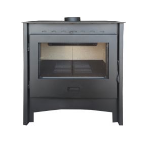 Salamandra a lenha lara 13,4 kw aço panorâmica vermiculita e vidro limpo