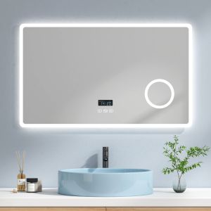 Emke espelho LED 3x lupa, ip44, 100x60 cm, 3 luzes, toque+antiembaçante+bt