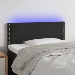 Cabeceira de cama c/luzes LED veludo 100x5x78/88 cm preto ptob5430
