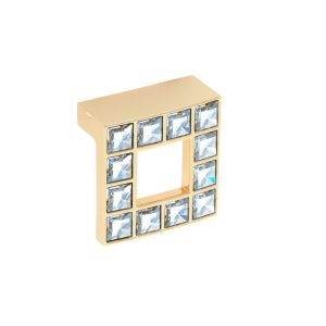Puxador para mobiliário, zamac e cristal, com dist entre furos 32 mm
