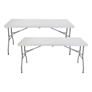Pack 2 mesas dobráveis ​​retangulares buffet brancas 150x74cm Thinia Home