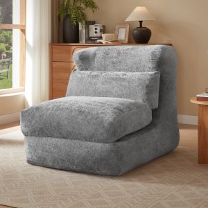 Poltrona dobrável em espuma cinzento conversível em chaise longue
