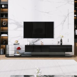 Móvel de tv com LED e 2 gavetas preto 38x170x36cm