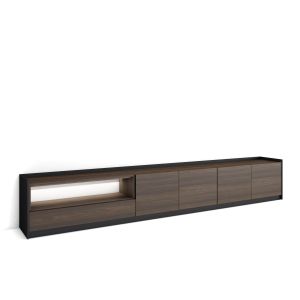 Móvel de tv, 310x37x50cm, carvalho escuro e preto, LED rf4871