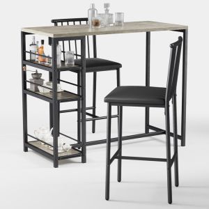 Mesa alta industrial cinza com 3 prateleiras, 3 peças, 91x50x91 cm