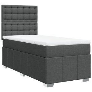 vidaXL cama box spring con colchón tela gris oscuro 80x200 cm