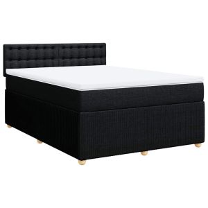 vidaXL cama box spring con colchón tela negro 140x190 cm