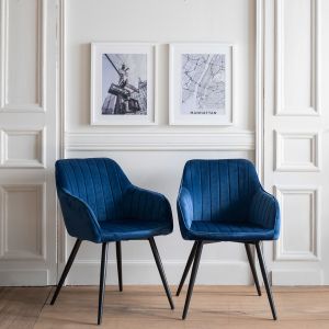 Conjunto de 2 cadeiras de veludo azul bertille