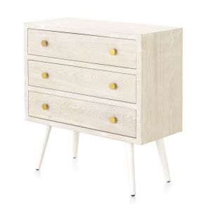 Cômoda com 3 gavetas, acabamento em pátina de freixo branco, co, 80x36x81cm