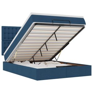 vidaXL estructura de cama otomana colchón tela azul pardo 140x200cm