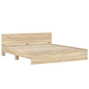 vidaXL estructura de cama con cabecero roble sonoma 180x200 cm