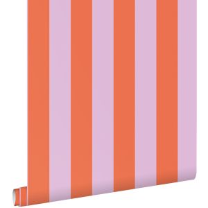 Estahome papel de parede riscas laranjaeroxo lilás 53 cm x 10.05 m