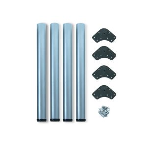 Emuca lote de 4 pés de mesa, diâmetro 60mm, h 710mm, aço, pintado alumínio