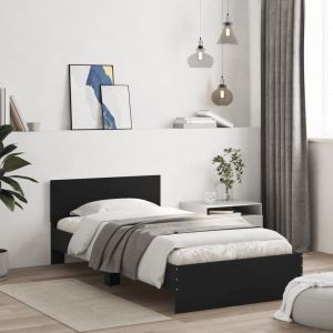 Estrutura cama c/ cabeceira 100x200 cm derivados madeira preto pt2225
