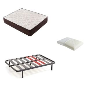 Pack colchão e almofada viscoelástica e base de cama descansin 90x190