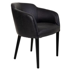 Poltrona estofada de madeira preta 62x60x82