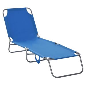 Espreguiçadeira de jardim 187x55x24 cm metal, tecido oxford color azul