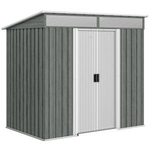 Abrigo de jardim 195x122x181,5 cm aço galvanizado color gris Outsunny