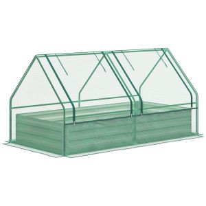 Floreira com estufa 185x95x92 cm aço galvanizado, pe color verde Outsunny