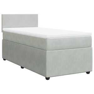 vidaXL cama box spring con colchón terciopelo gris claro 100x200 cm