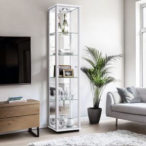 K-möbel vitrine cristal em branco (176x37x33 cm) com espelho e LED