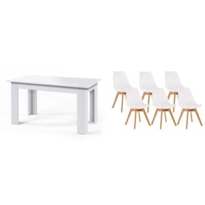 Conjunto mesa de jantar ou cozinha branco + 6 cadeiras nórdicas branco