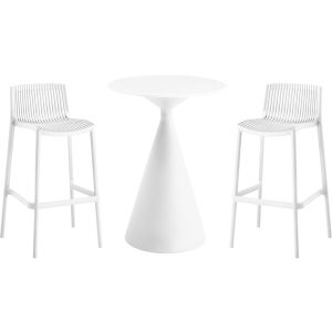 Mesa e cadeiras altas de jardim estilo bistrô empilháveis <<néora>> - 2 lug