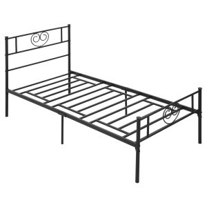 Estrutura de cama individual aço preto 95x196x100 cm