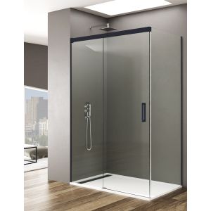 Resguardo de chuveiro basic 1+1 180x70 cm transparente - preto